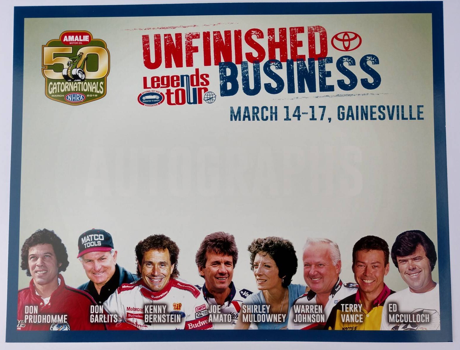 2019 “Unfinished Business” Gatornationals NHRA Hero Card GARLITS PRUDHOMME AMATO