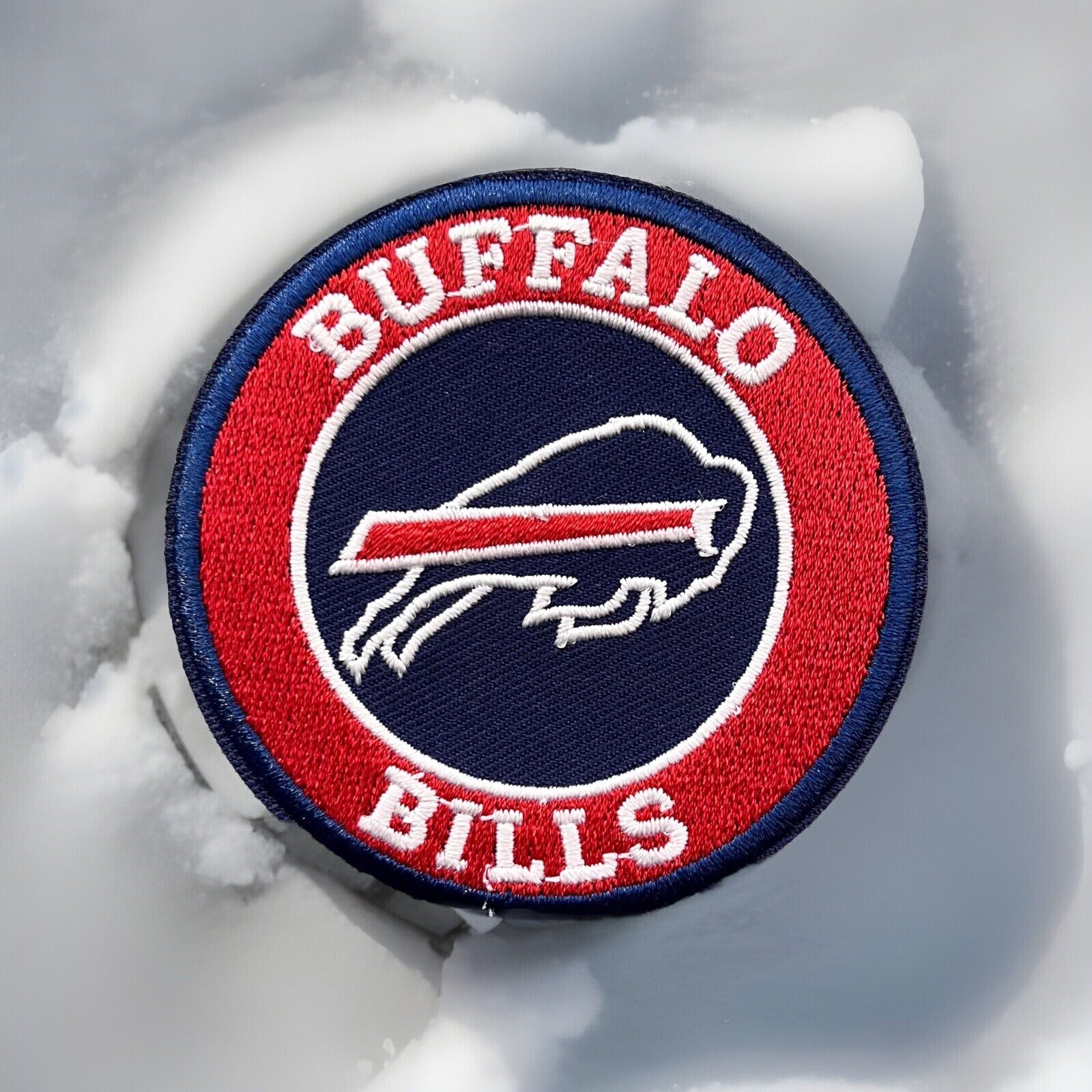 BUFFALO BILLS EMBROIDERED IRON ON PATCH 3” DIAMETER – MAFIA JOSH ALLEN