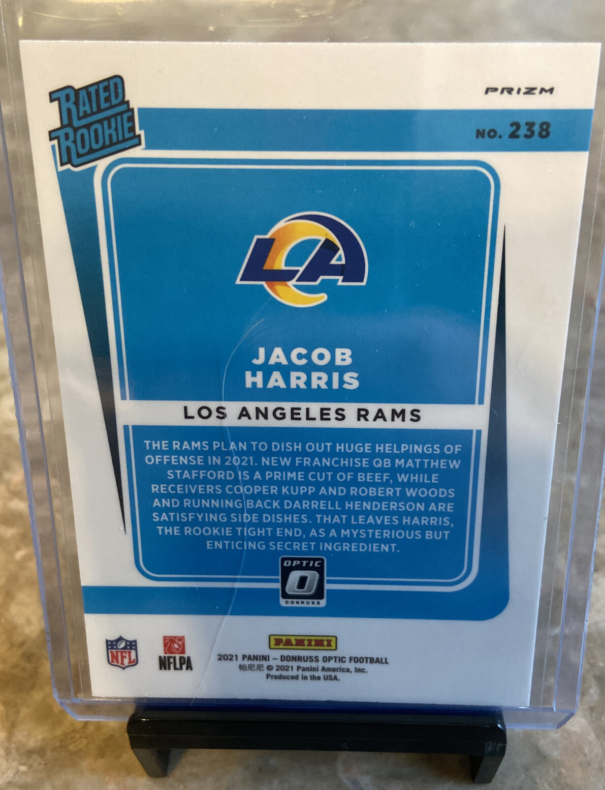 Jacob Harris 2021 Donruss Optic Rated Rookie RC #238 Purple Shock Parallel Rams