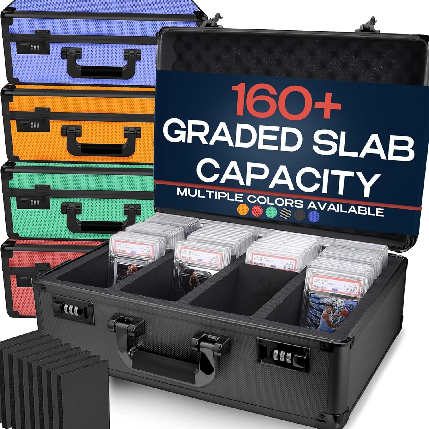 4 Row Graded PSA Card Storage Box 160+ Sports Collectible Card Holder Storage
