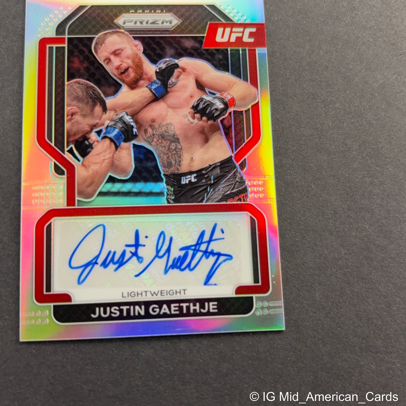 2022 Panini Prizm Justin Gaethje Auto Silver Prizm #SG-JGJ CHAMP