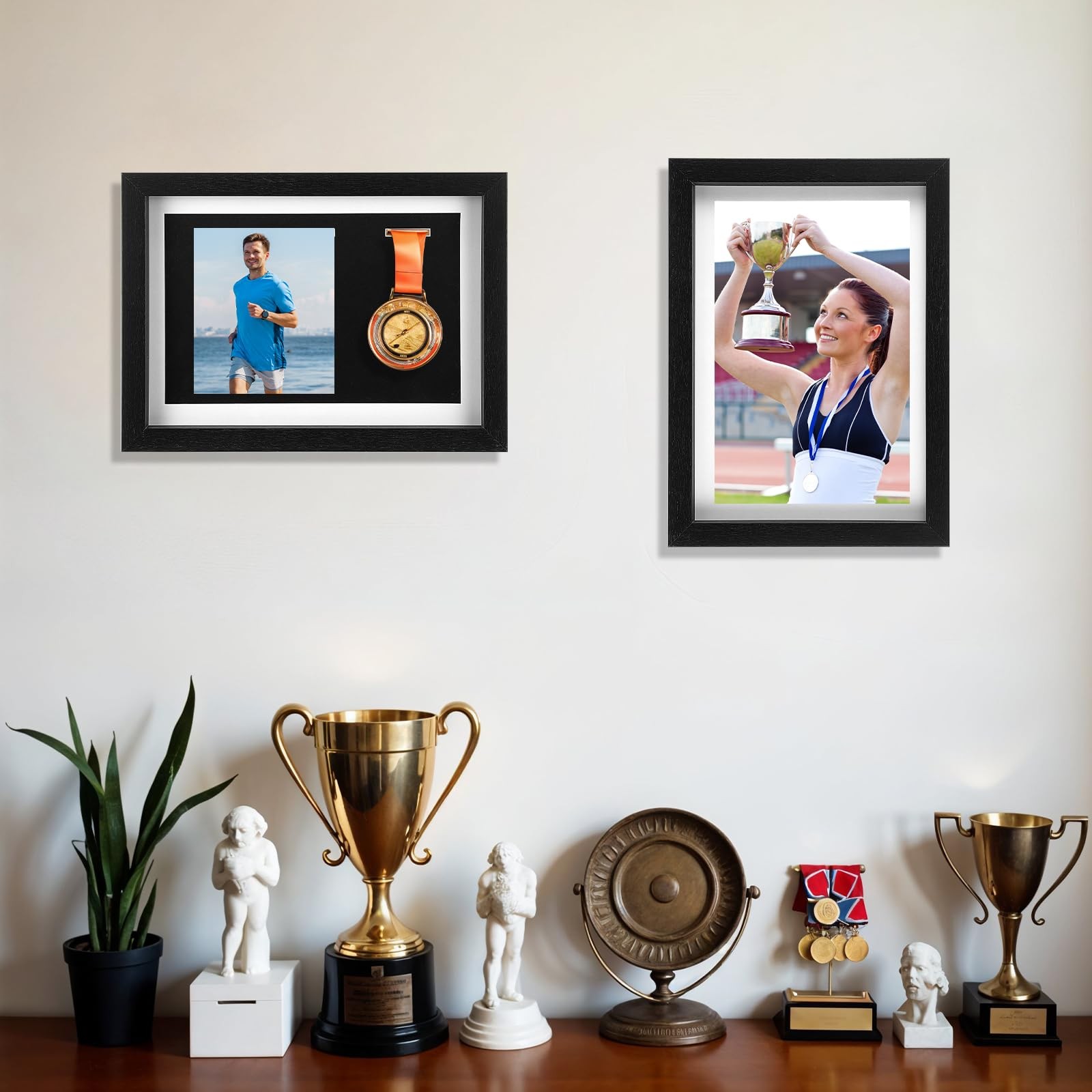 Premium Medal Frame Display Case – A4 Black Wooden Medal Display Frame for Si…