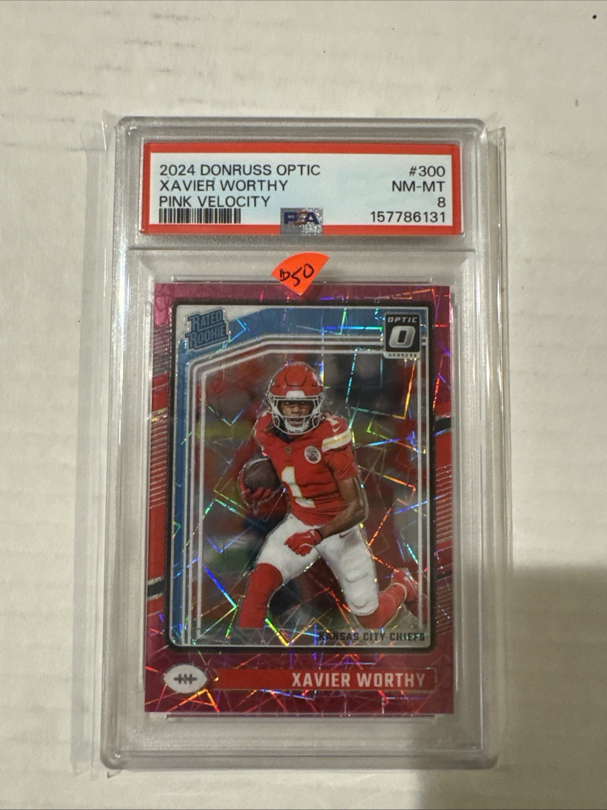 2024 Panini Donruss Optic – Rated Rookie Xavier Worthy #300 Pink Velocity/ 80