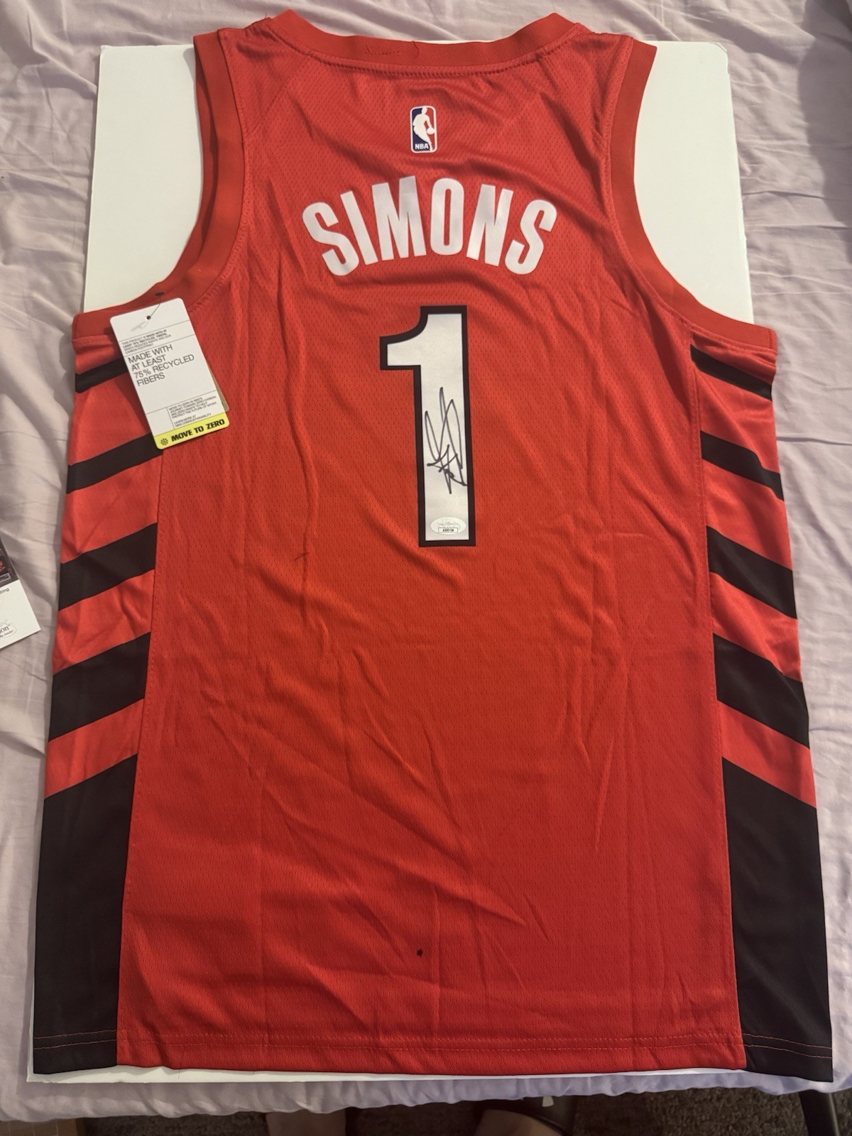 Anfernee Simons Signed Portland Trail Blazers #1 NBA Basketball Jersey JSA COA