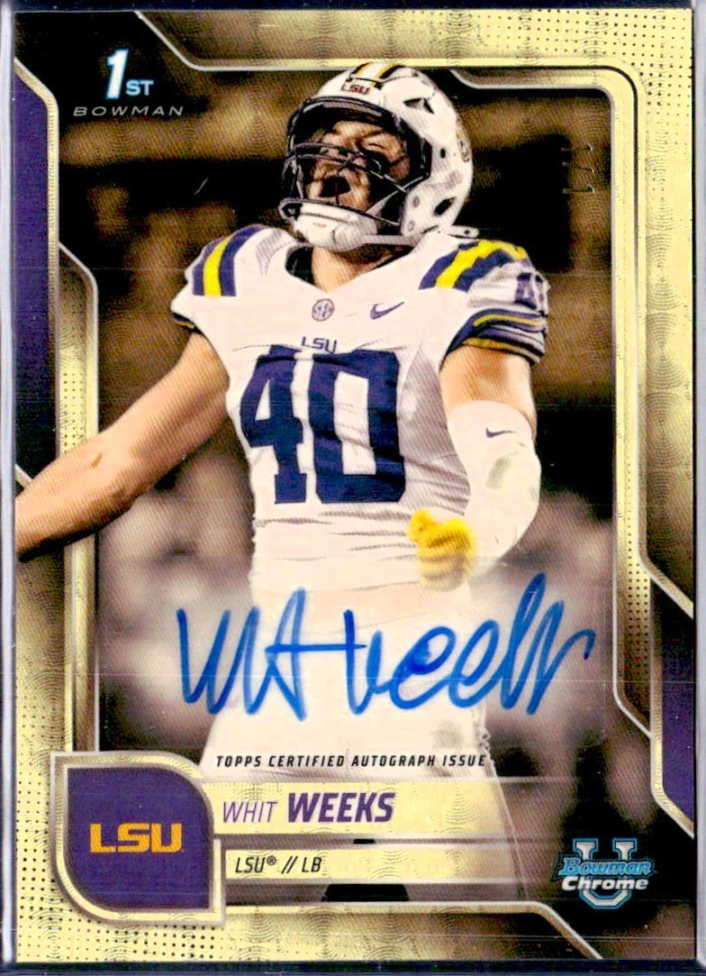 WHIT WEEKS RC 2025 BOWMAN U CHROME SUPERFRACTOR PROSPECT ROOKIE AUTO SP 1/1 LSU