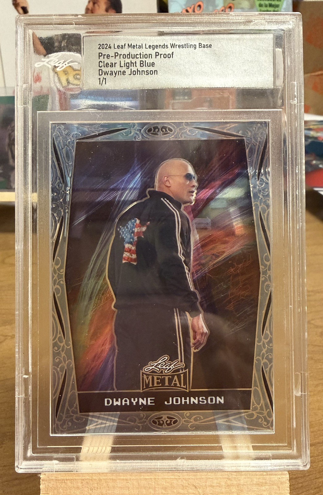2024 Leaf Metal Legends Wrestling DWAYNE ROCK JOHNSON Clear Light blue Proof 1/1