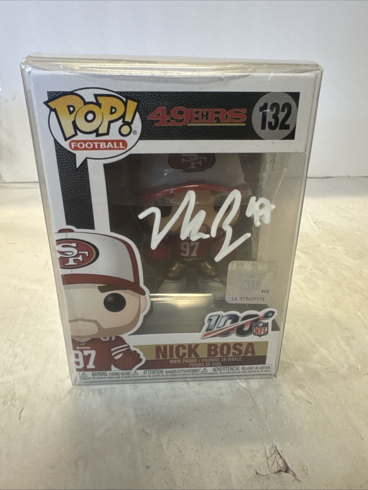 Nick Bosa San Francisco 49ers Signed Funko Pop #132 in White w/ Beckett Coa case
