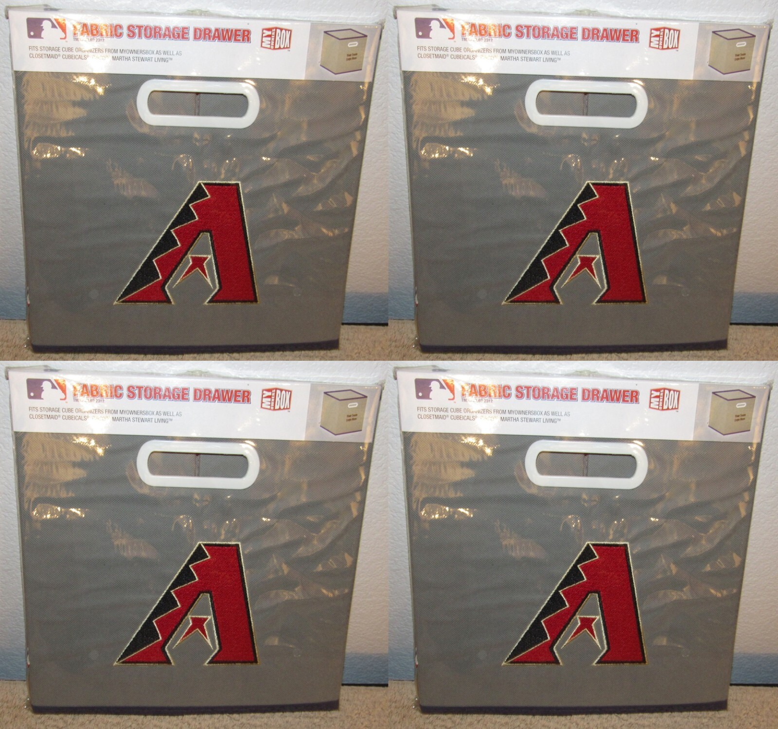 Lot of 4 – Arizona Diamondbacks Baseball Fabric Folding Storage Drawer Cube Box