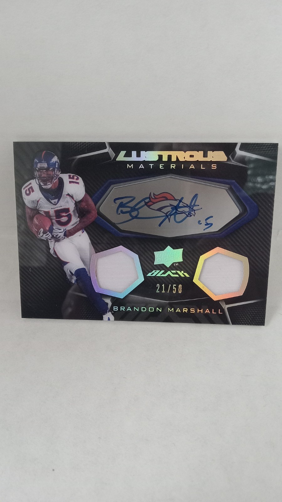 2009 Upper Deck Black Lustrous Materials Brandon Marshall /50 Auto & Patch