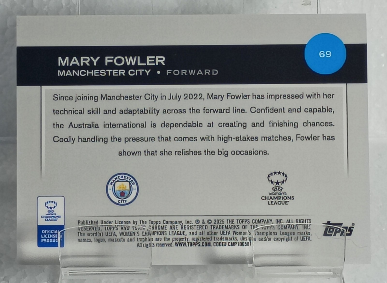 2024-25 Topps Chrome UWCL Mary Fowler #69 Base Confetti Refractor
