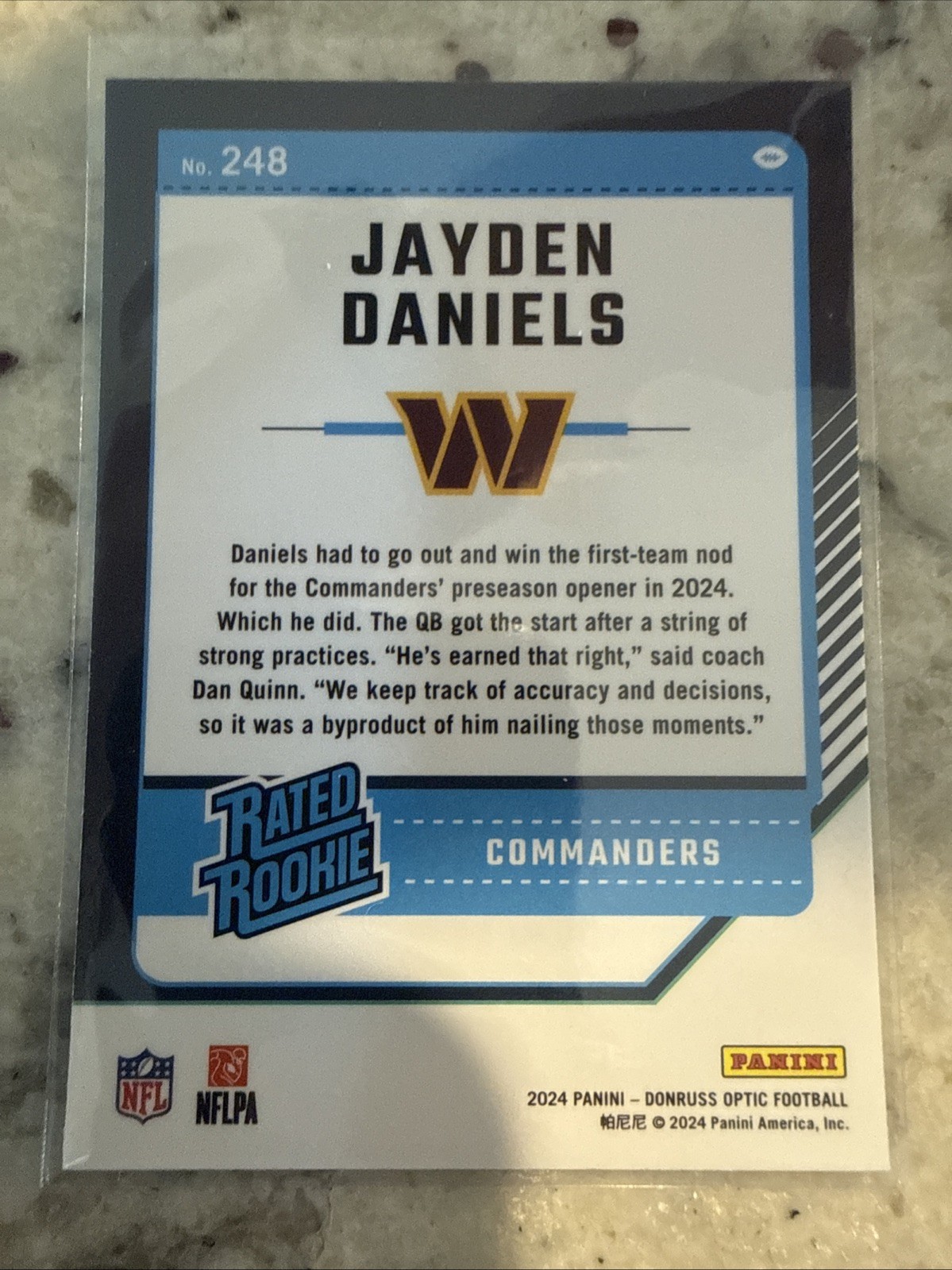 2024 Panini Donruss Optic – Rated Rookie Jayden Daniels #248 (RC)