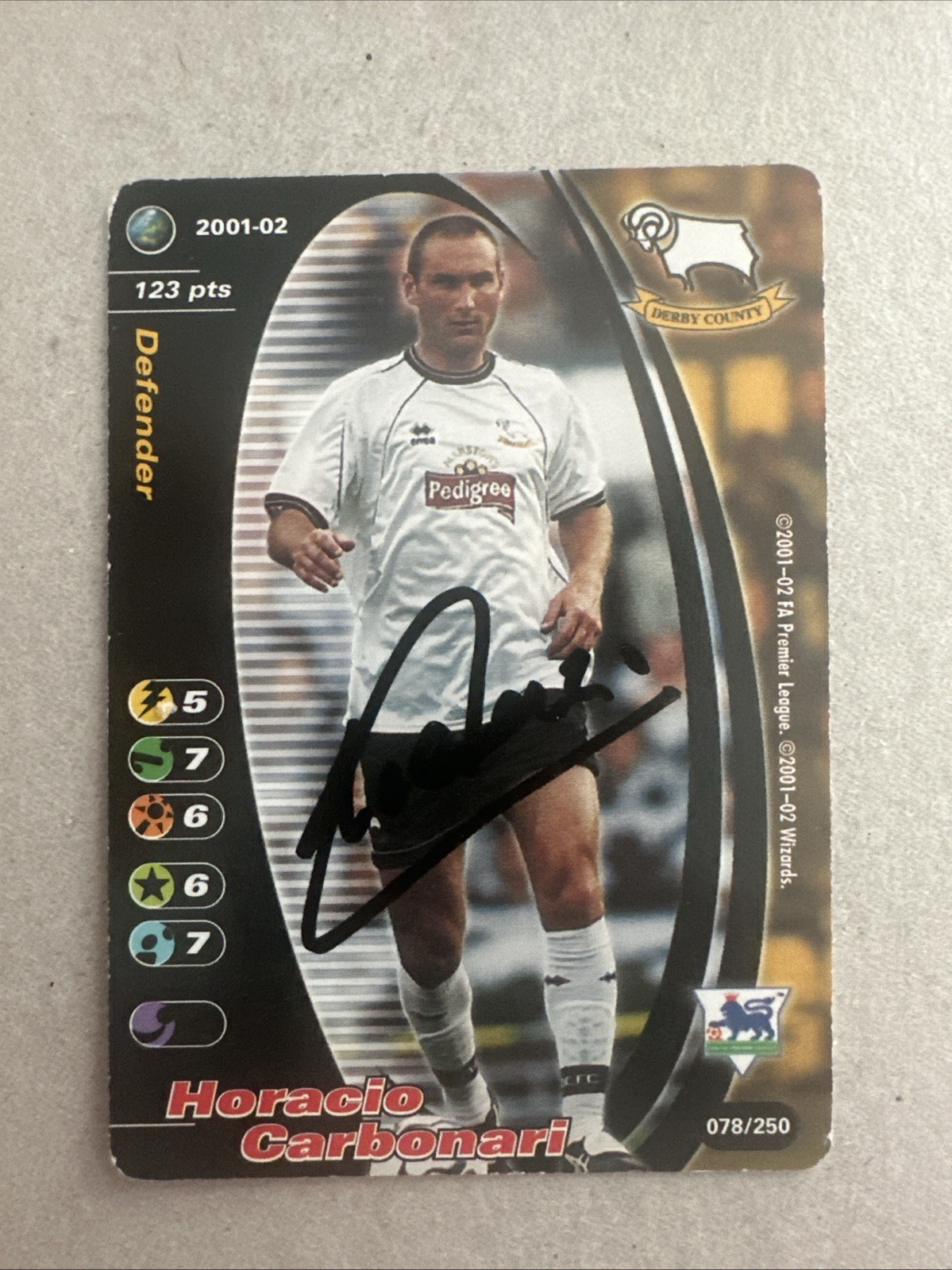 Derby County Horacio Carbonari Signed Wizards Of The Coast Card