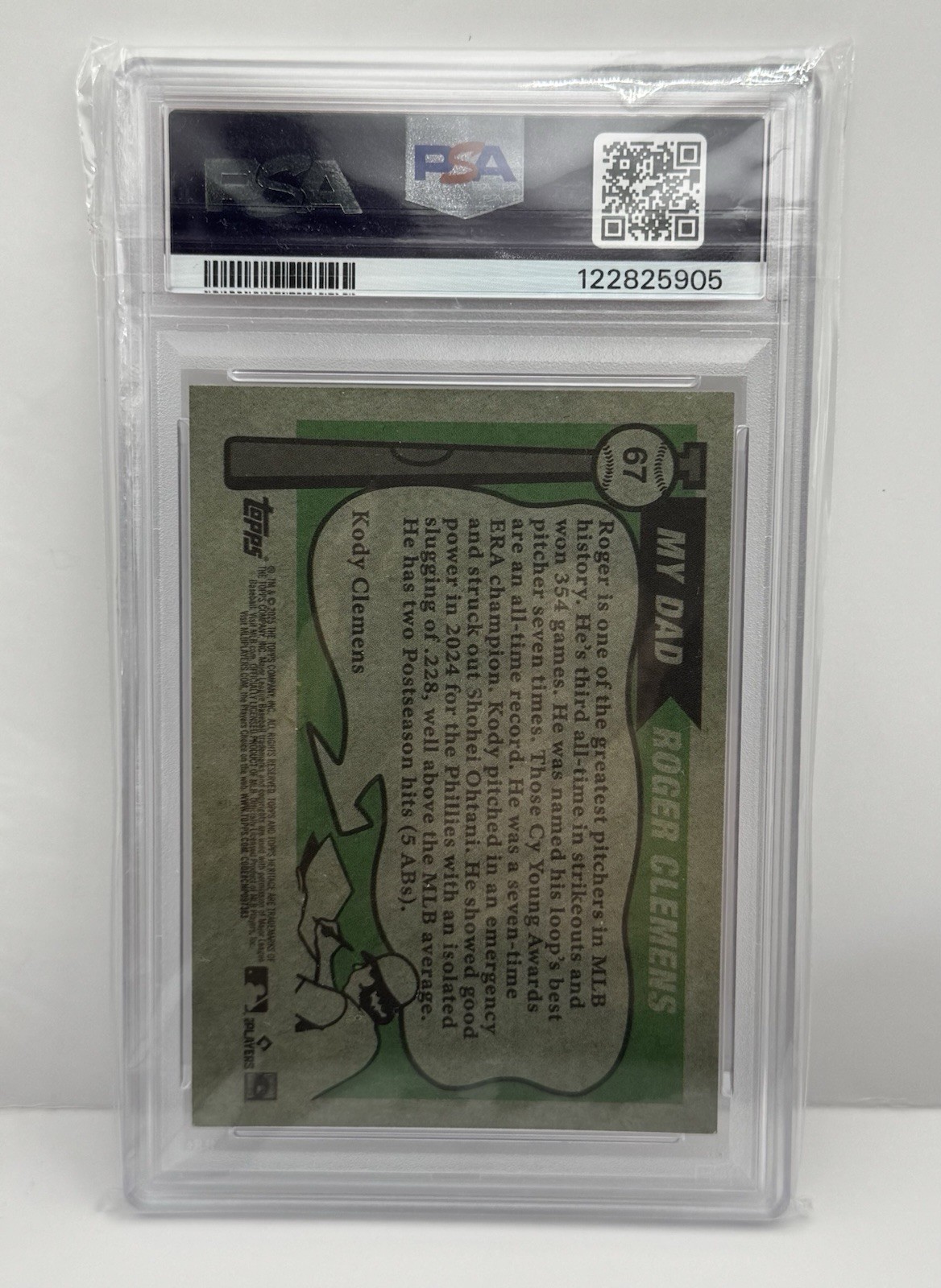 2025 Topps Heritage Roger Clemens Father & Son #67 Pink Sparkle Refractor PSA 9