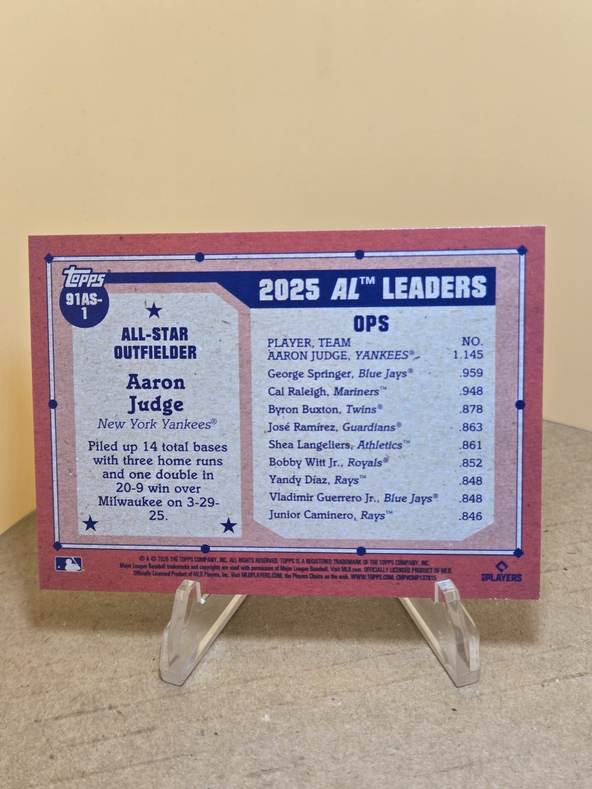 Aaron Judge 2026 Topps 1891 All Star Crackle Foilboard #91AS-1