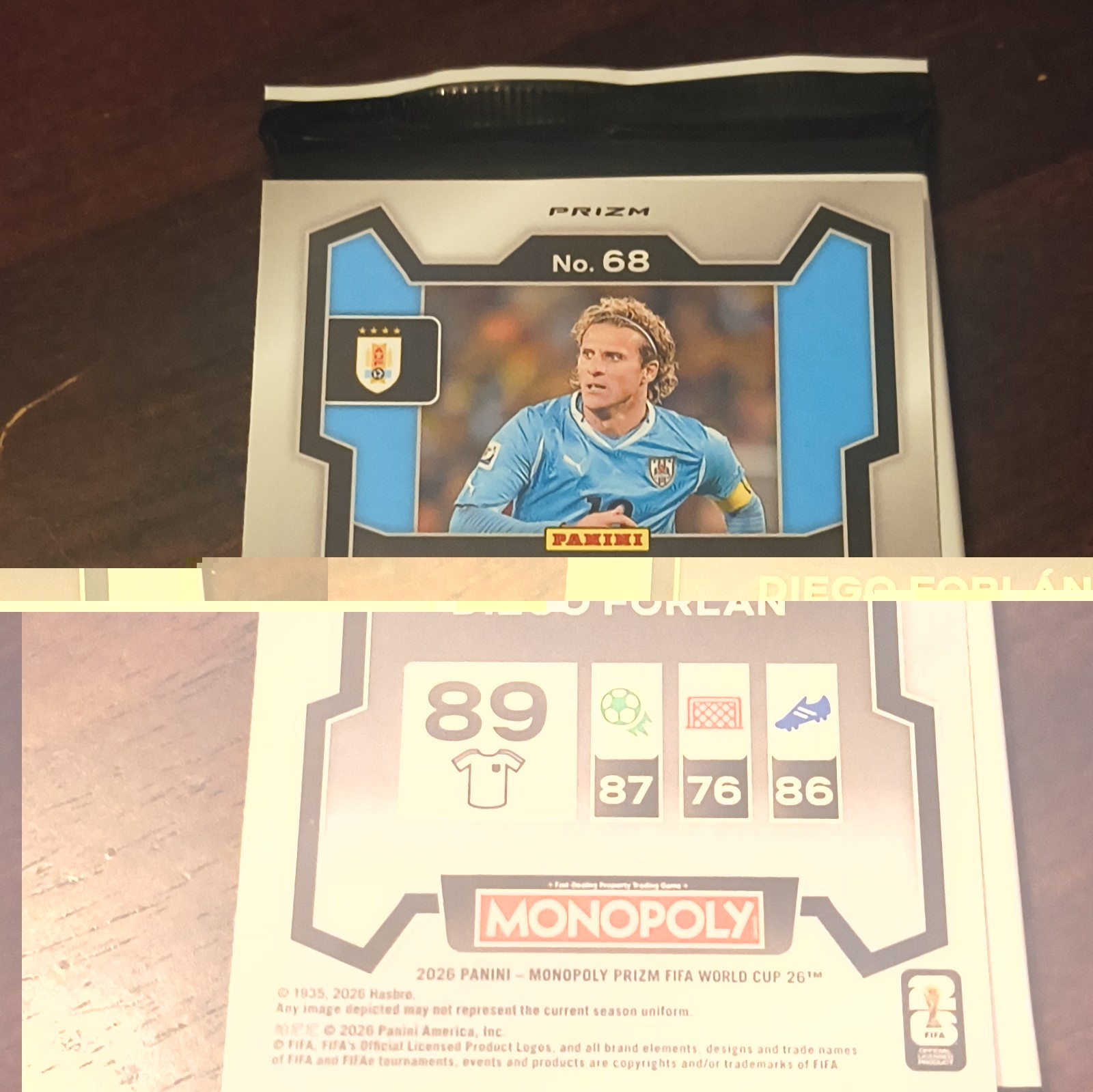 2026 Panini Prizm Monopoly FIFA WC Diego Forlan Uruguay #68 Hat Trick Mojo