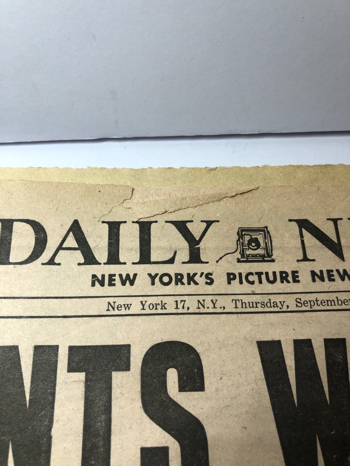 “THE CATCH” Willie Mays Newspaper Daily News NY 1954 MLB World Series Game 1 Sep