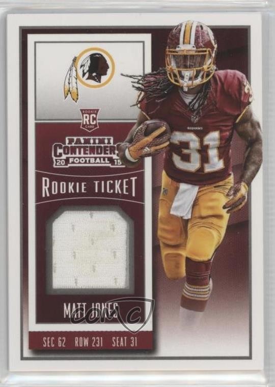 2015 Contenders Rookie Ticket Swatches Matt Jones (Standing Upright) RC 03wd