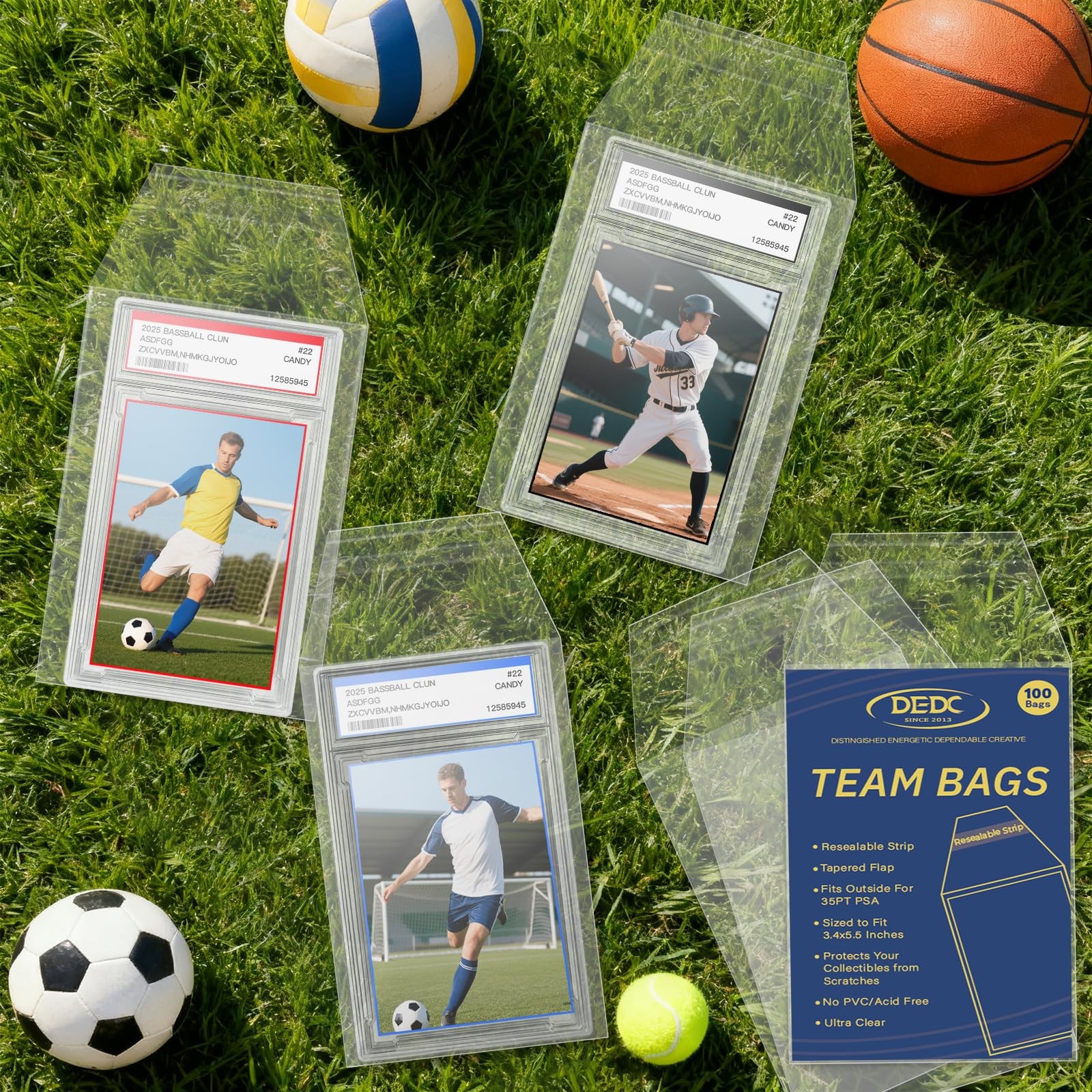 100 Bulk Pack Psa Slab Sleeves, Team Bags Graded Card Sleeves Fit Psa Slab Prote