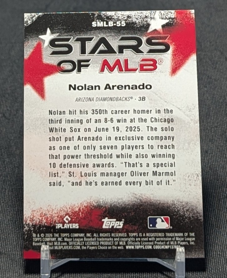 Nolan Arenado Stars Of MLB Foil 2026 Topps Series 2 Card #SMLB-55 Diamondbacks