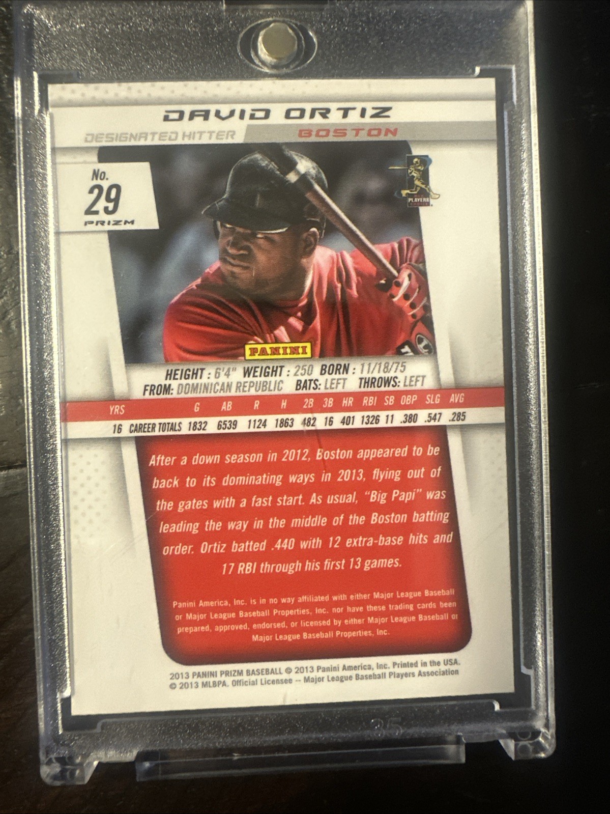 2013 Panini Prizm 29 David Ortiz Blue Pulsar Mint MLB Boston Red Sox