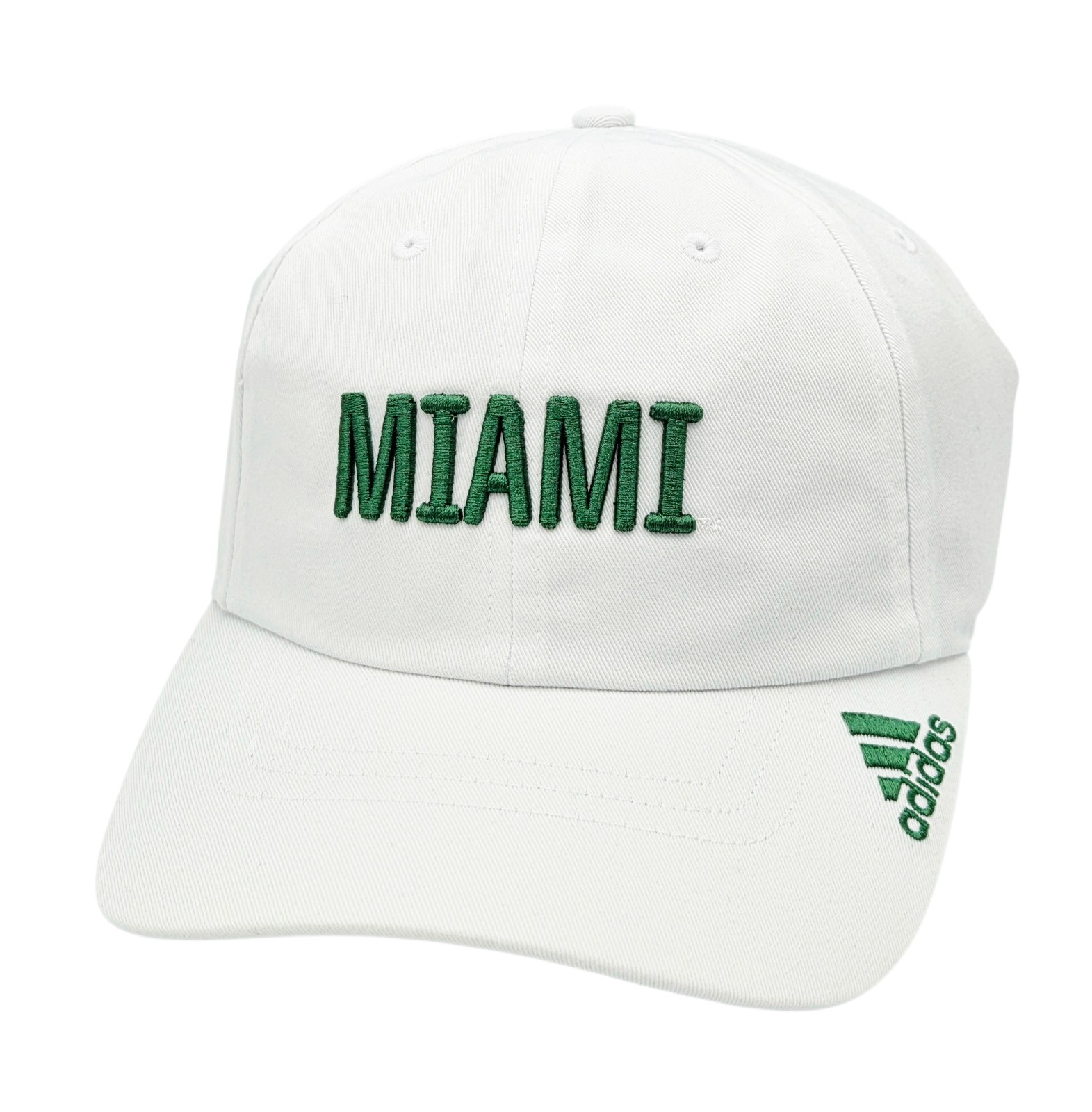 Miami Hurricanes Adidas Locker Room Slouch White Relaxed-Fit Strapback Hat Cap