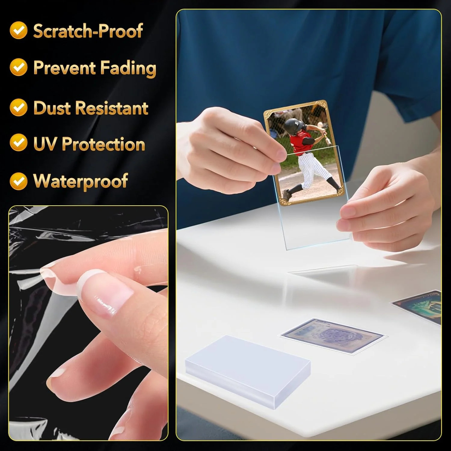 800 Counts Card Sleeves, Premium Clear Polypropylene (PP) Card Sleeves, Penny Tr