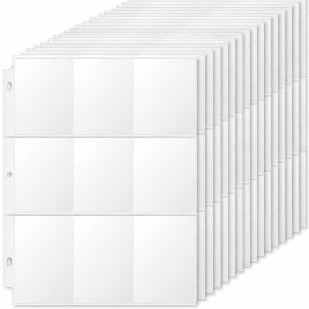 36-pack Trading Card Sleeve Pages 9-pocket Binder Sheets for Sports Game Cards