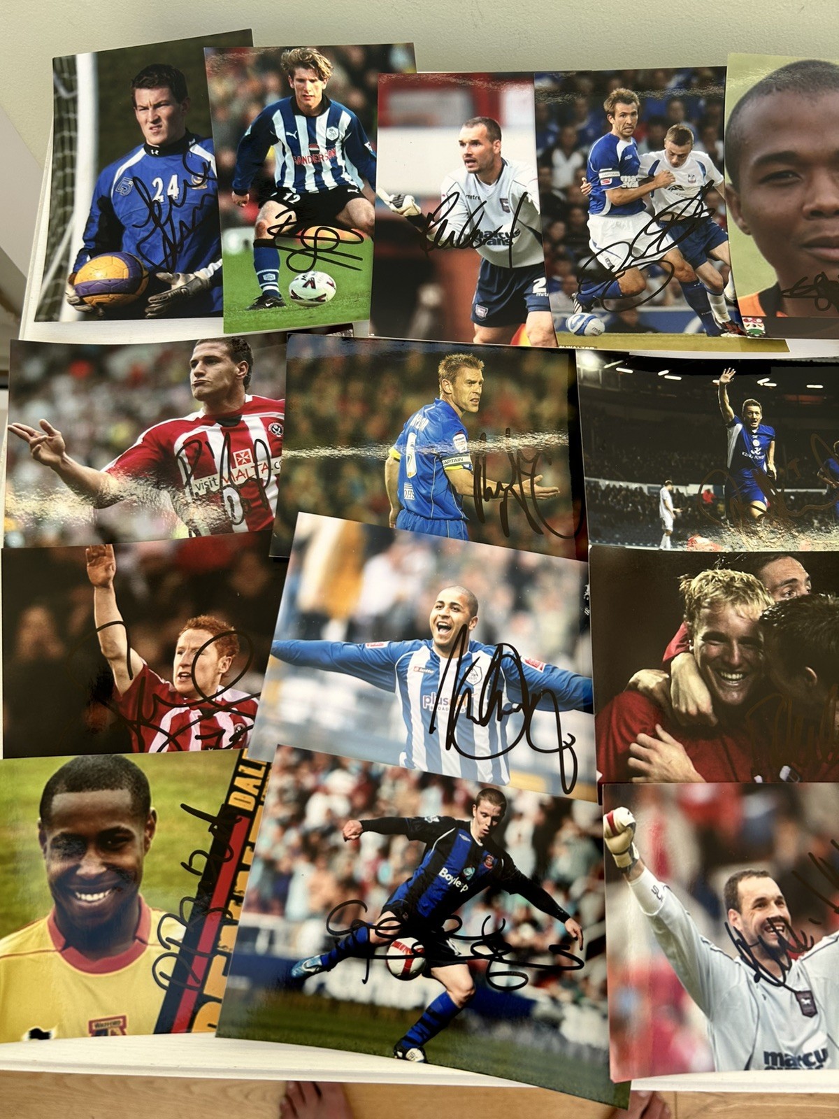 125 Signed Football Autographs Photo Collection Job Lot Ex-Prem & EFL Players