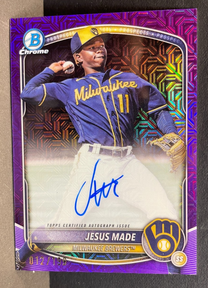 2025 Bowman Chrome Mega Box Jesus Made Prospect Auto Purple Mojo Refractor #/199