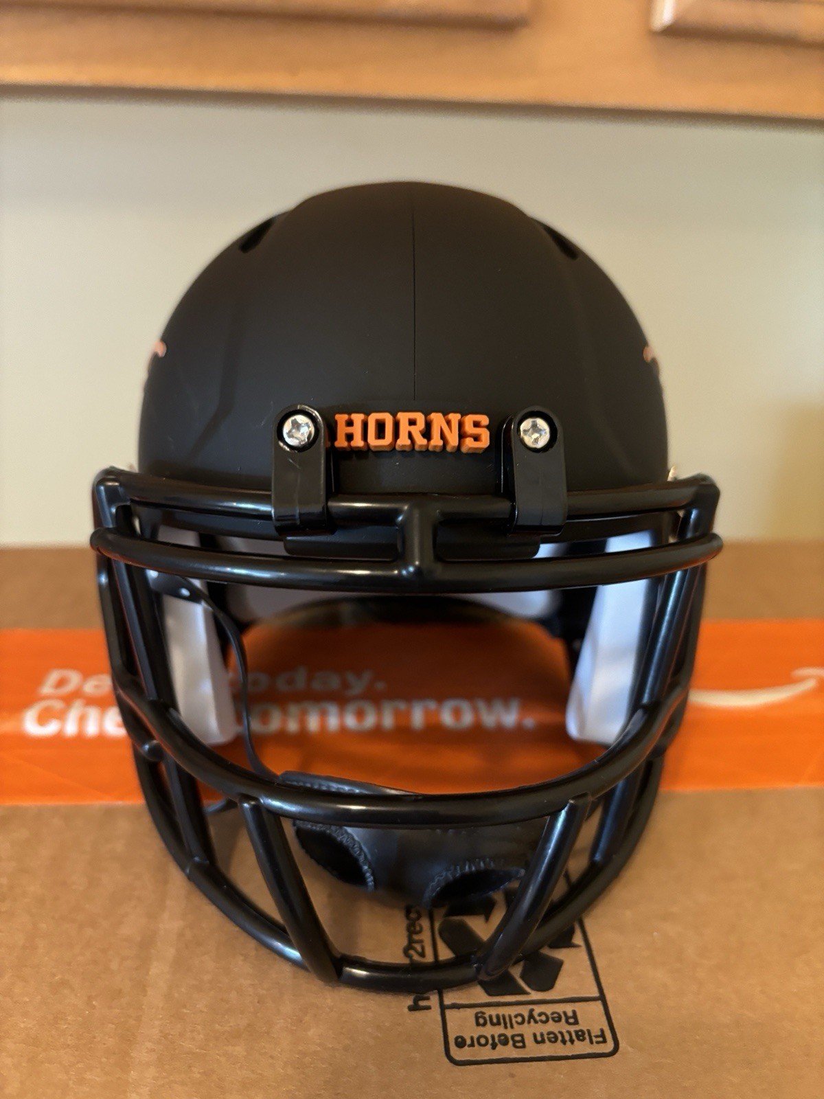 Texas Longhorns Custom Mini Football Helmet Eclipse Matte Black Custom Concept