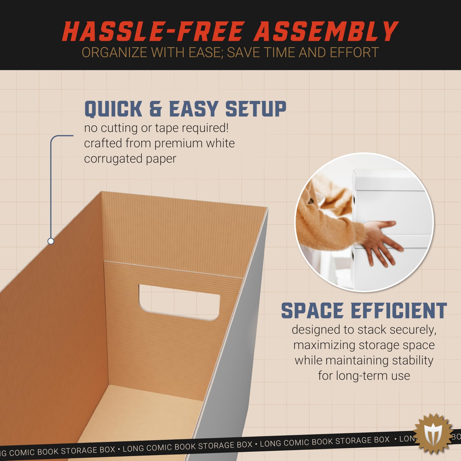 Max Protection 3ct Long Comic Book Storage Box – Durable White 3 Boxes,