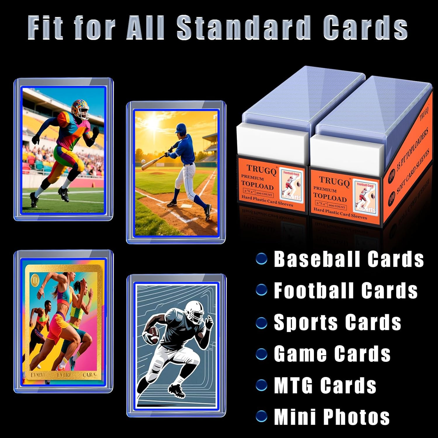 1000 Card Sleeves Top Loads for Cards,3″X4″Baseball Card Protectors,Toploaders