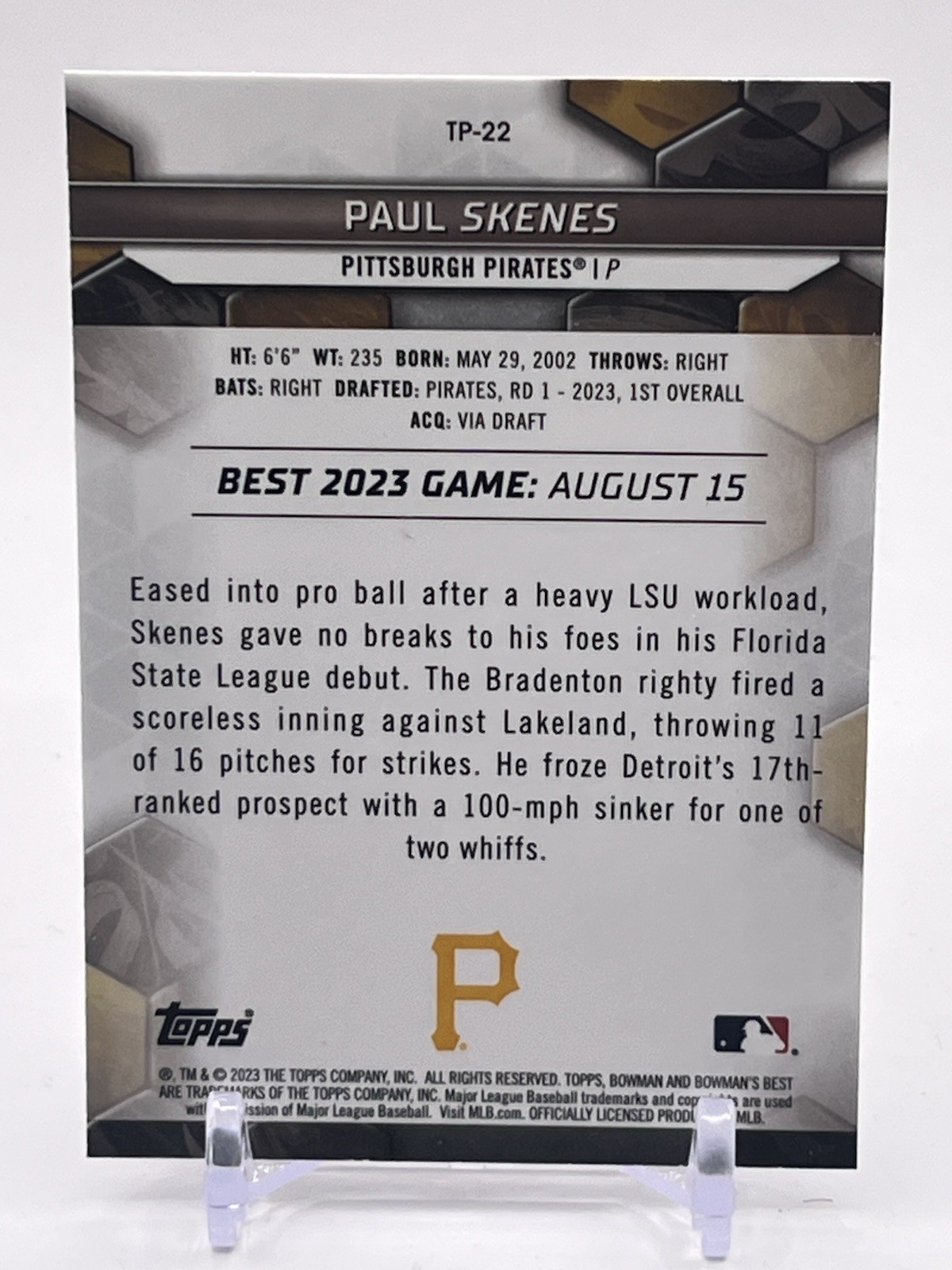 2023 Bowman’s Best – Top Prospects Paul Skenes #TP-22