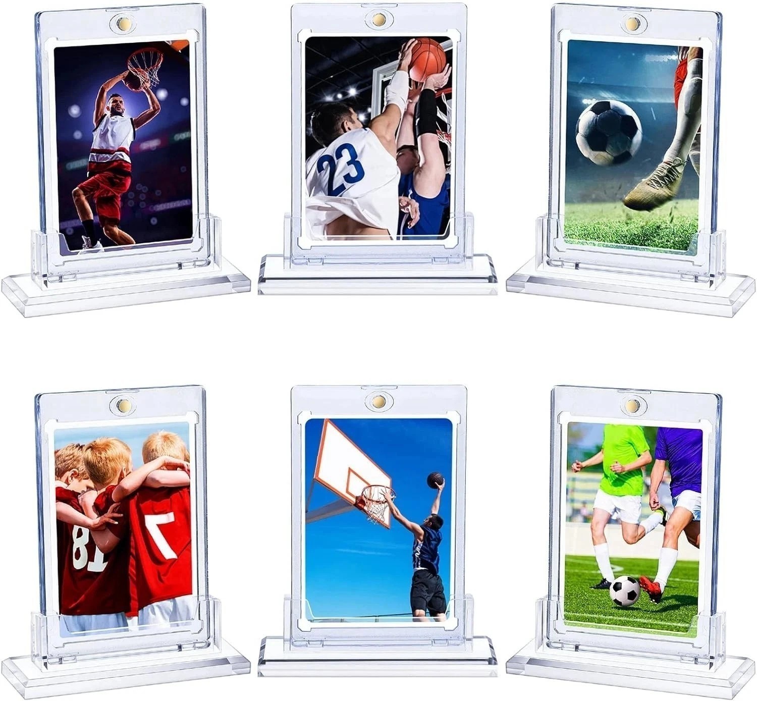 12Pcs Magnetic Card Holders 35pt with 12 Stands – Standard Trading Card Cases