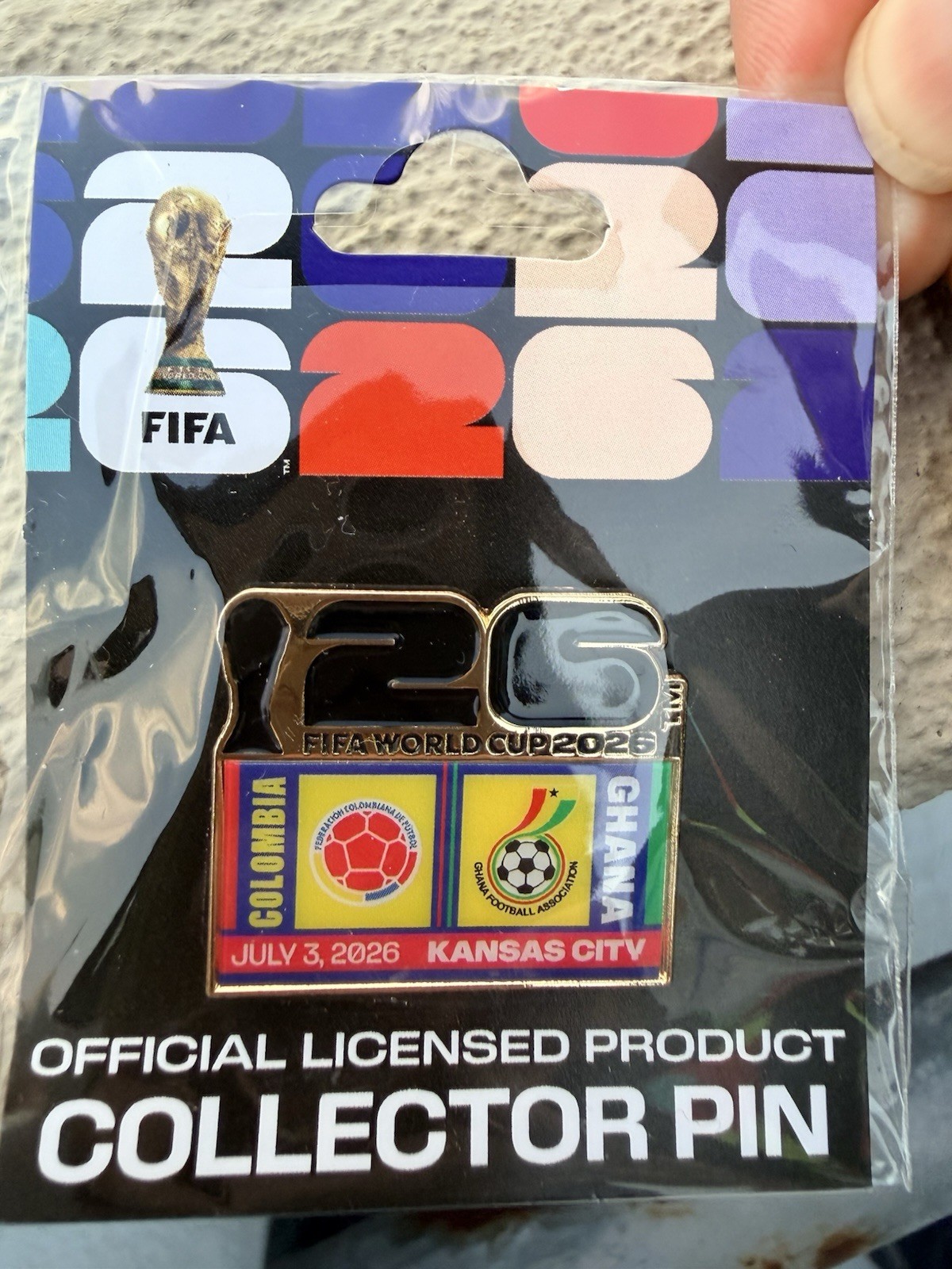 FIFA World Cup 2026 Official Licensed Pin R32 Colombia vs Ghana Kansas City 7/3