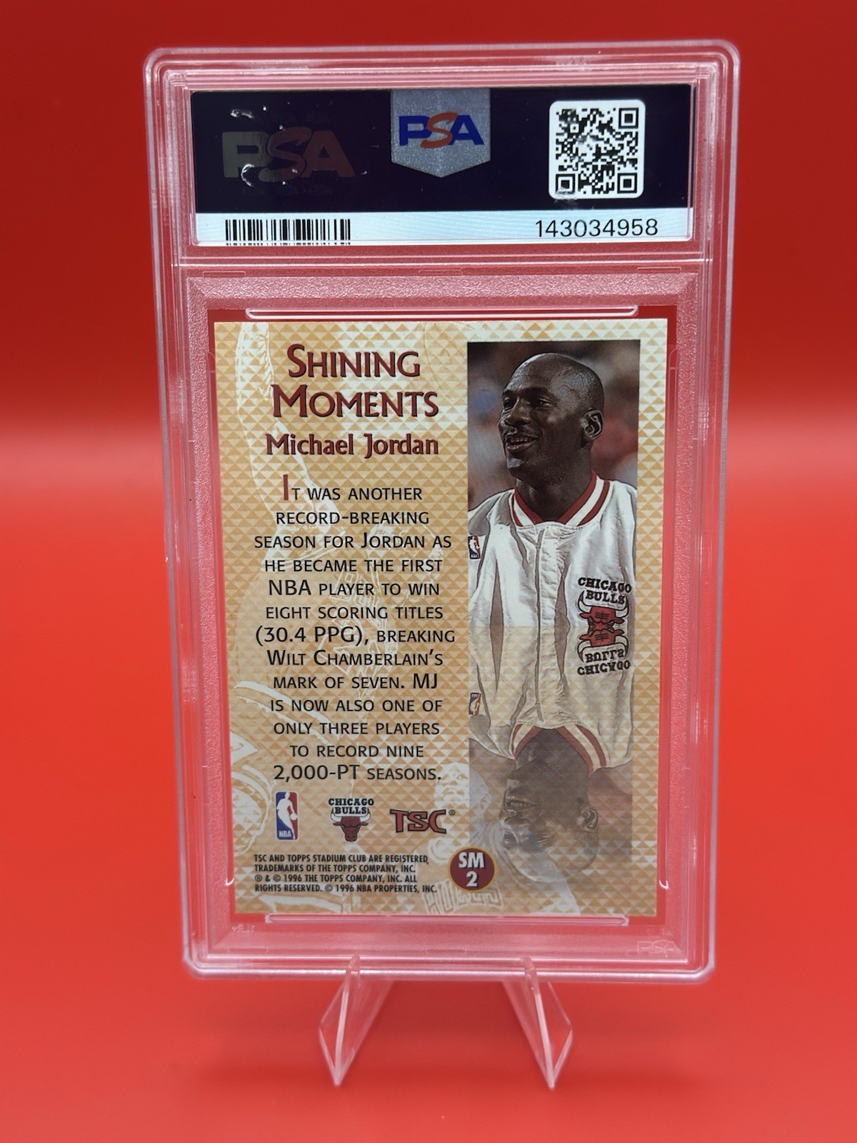 1996 Topps Stadium Club – Shining Moments Michael Jordan #SM 2 Bulls PSA 9