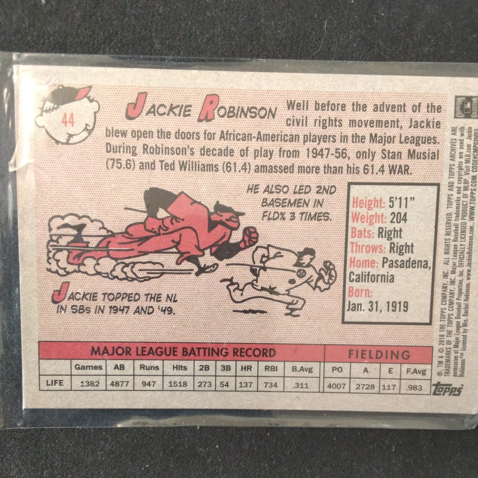 2019 Topps Archives – 1958 Design Jackie Robinson #44