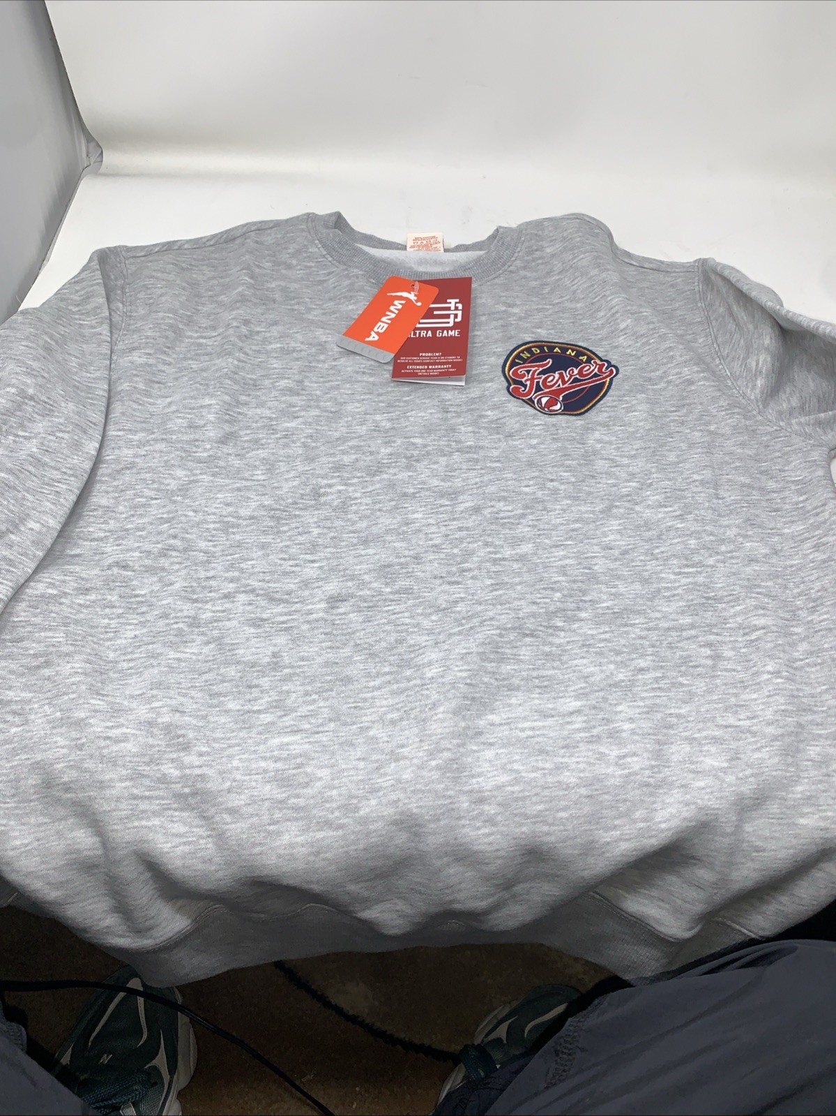WNBA Indiana Fever Grey Mens large Sweatshirt NWT By Ultra Game And WNBA Mens L