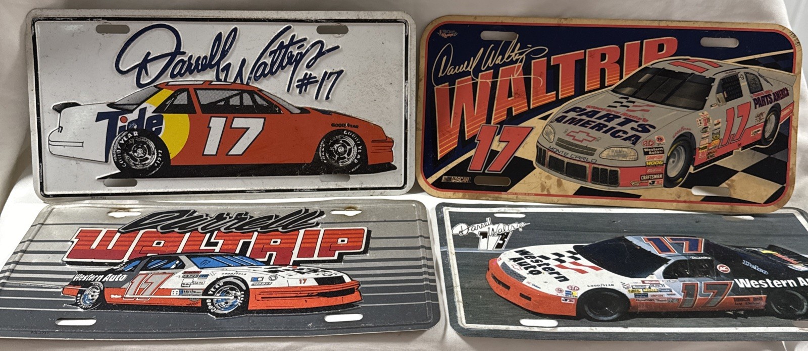 DARRELL WALTRIP #17 Western Auto Tide VINTAGE METAL LICENSE PLATES (4)