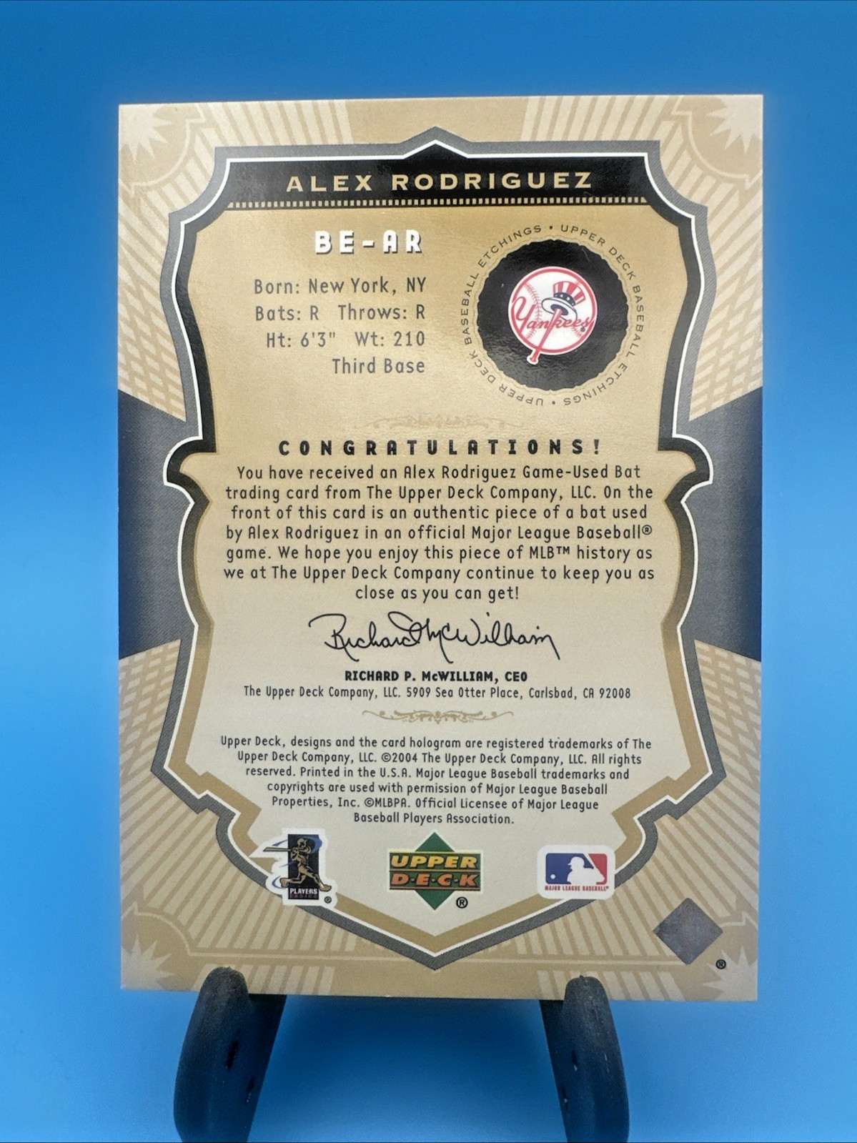 2004 Upper Deck Etchings – Baseball Etching Bats Alex Rodriguez #BE-AR Blue