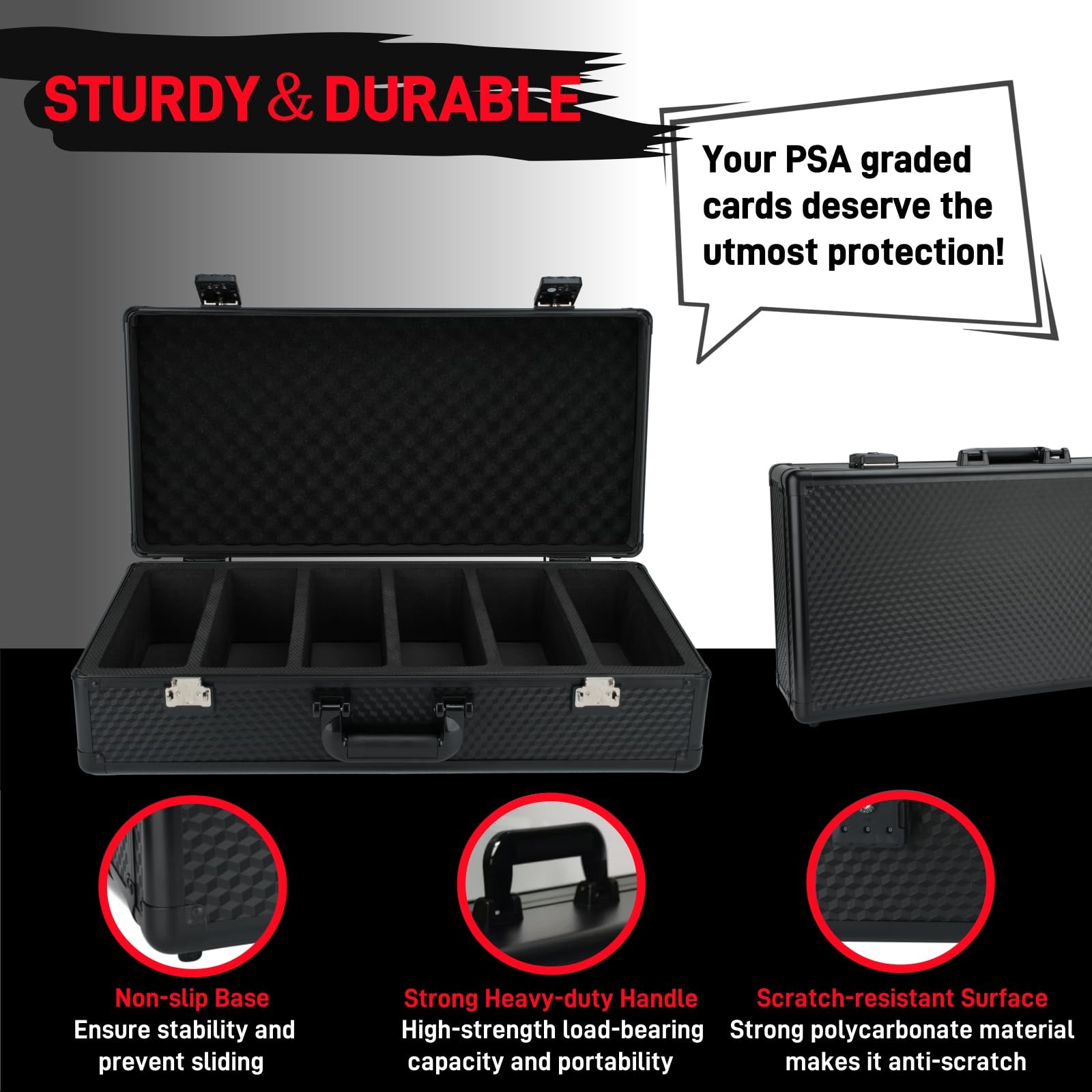6 Row 250+ TSA Combination Lock Trading Deck Cases Graded Card Case Psa Grade…