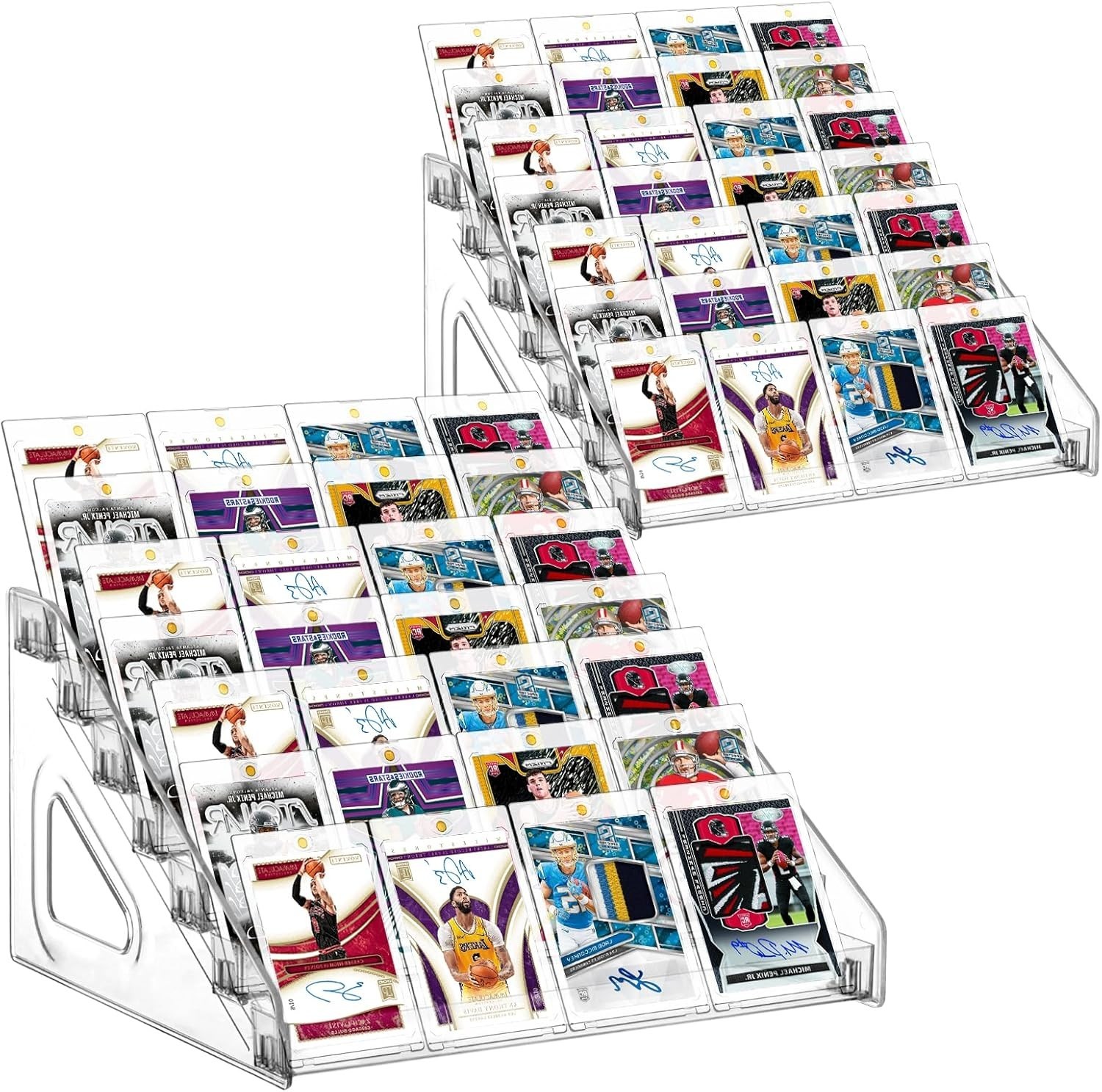 2 Pack 7 Tier Acrylic Card Display Stand, 7-tiers Versatile Display for Tradi…