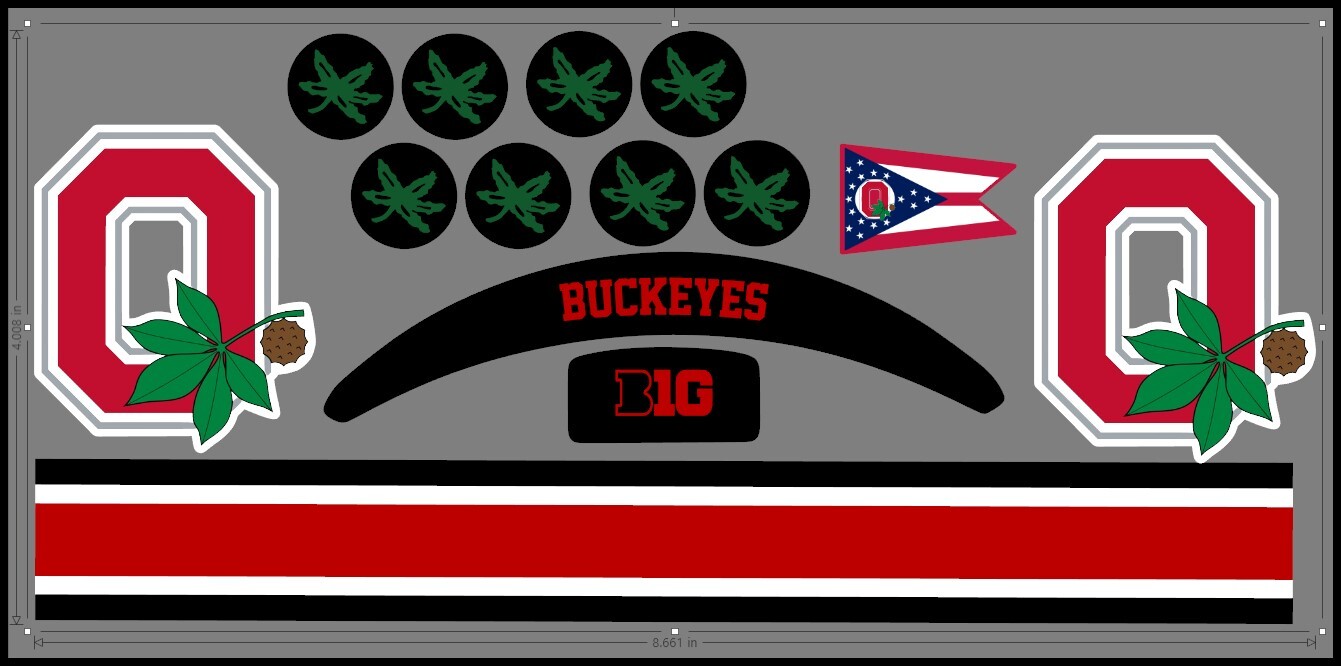 Ohio State Buckeyes Mini Helmet Alternate Decals – 7 designs to choose from