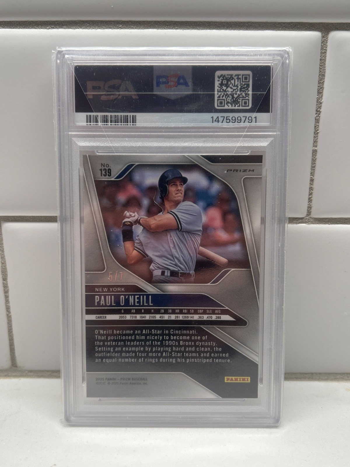 2025 Panini Prizm FOTL GOLD SHIMMER Paul O’Neill #5/7 PSA 10 – NEW YORK YANKEES