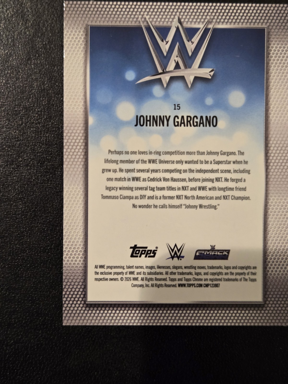 2026 Topps Chrome WWE – Johnny Gargano #15 Teal Refractor /299