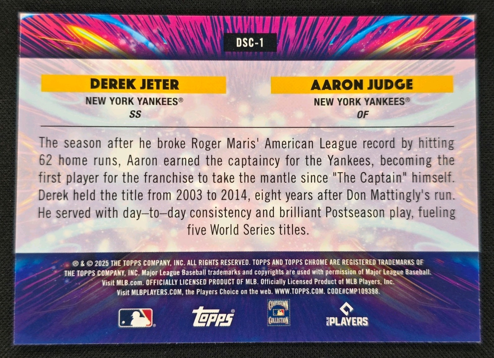 Topps 2025 Cosmic Chrome Star Clusters Aaron Judge Derek Jeter #DSC-1