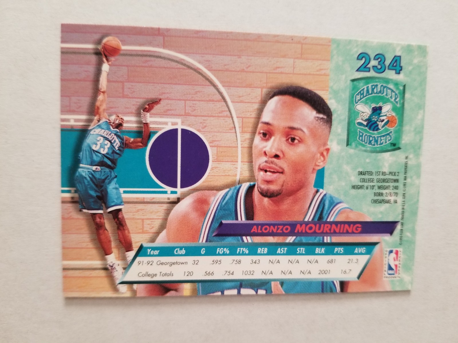 1992-93 Fleer Ultra – Rookie Alonzo Mourning #234 (RC)