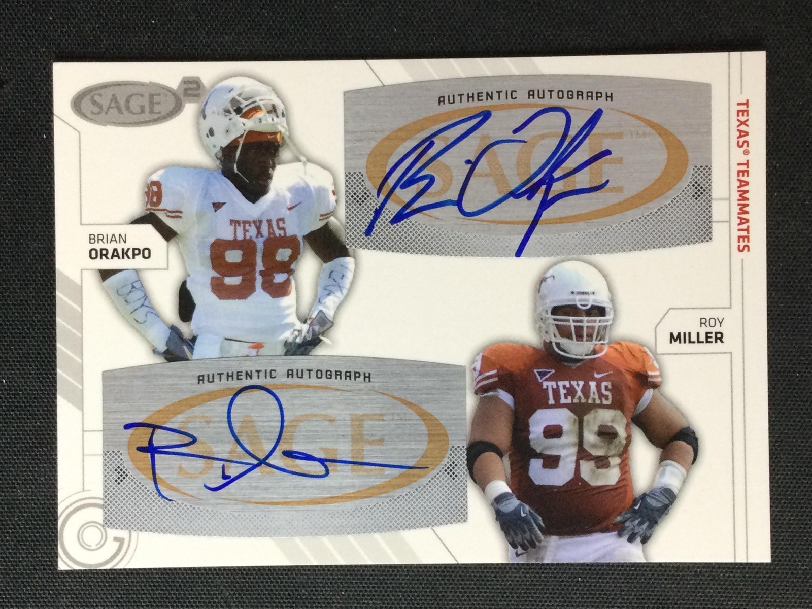 2009 SAGE Squared #SA-17 Brian Orakpo / Roy Miller Texas Longhorns Dual AUTO