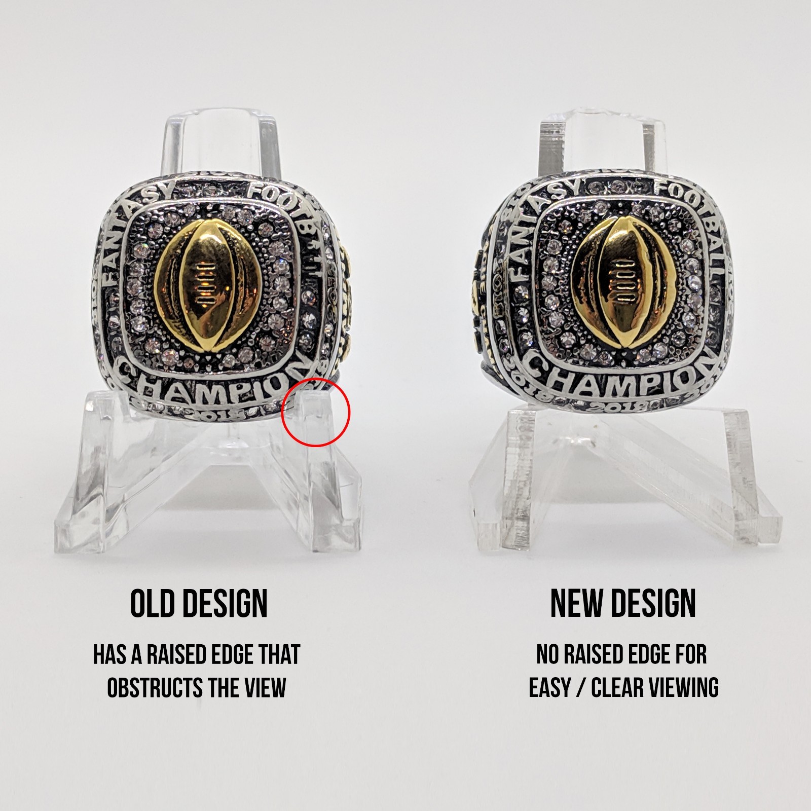 Championship Ring Display Case Box Clear Stand Holder Cube Ring Box Display Case