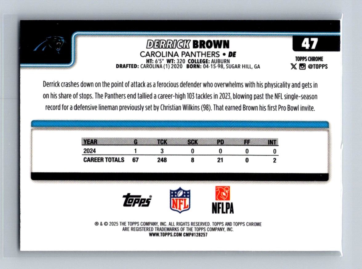 2025 Topps Chrome Football DERRICK BROWN X-Fractor #47
